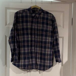 Eddie Bauer Women's Plaid Button Down Shirt - Blue and Purple